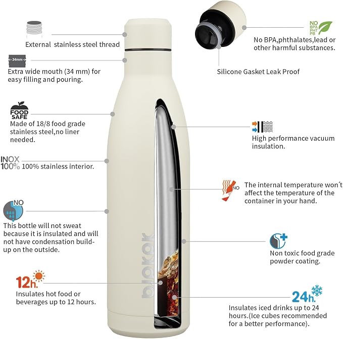 BJPKPK 25oz Insulated Water Bottle Double Wall Vacuum Insulated Stainless Steel - Image 3