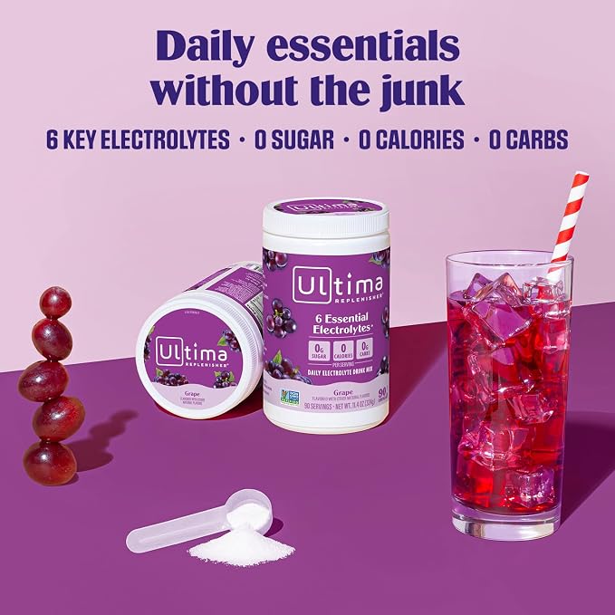 Ultima Replenisher Daily Electrolyte Powder Drink Mix – Sugar Free – Grape - Image 2
