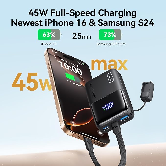 INIU Mini Portable Charger, Small 45W PD Power Bank, 10000mAh USB C in&Out Fast - Image 3
