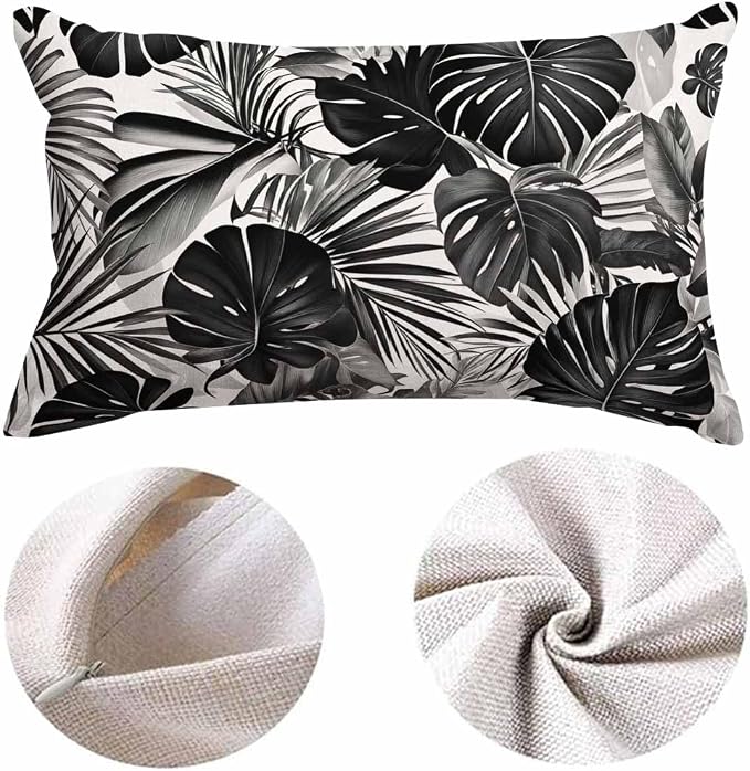 EKOBLA Palm Leaf Decorative Lumber Cushion Case Tropical Jungle Leaf Hand Drown - Image 5