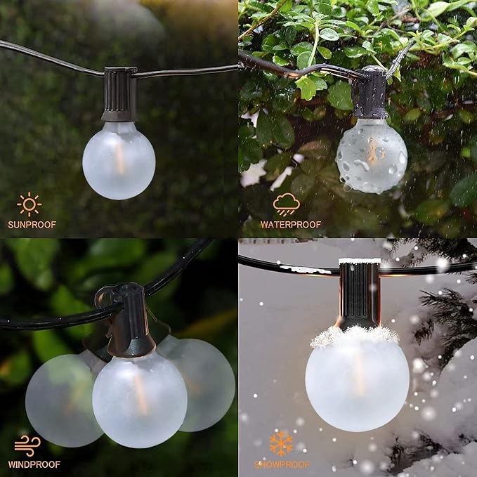 25Ft G40 LED Outdoor Christmas Frosted White String Lights - Image 3