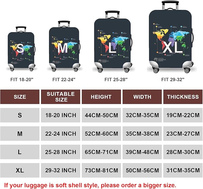 WUJIAONIAO Travel Luggage Cover Baggage Suitcase Cover Protector Skins 18-32 - Image 6