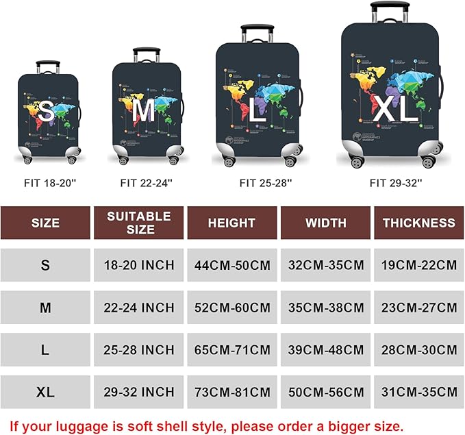 WUJIAONIAO Travel Luggage Cover Baggage Suitcase Cover Protector Skins 18-32 - Image 5