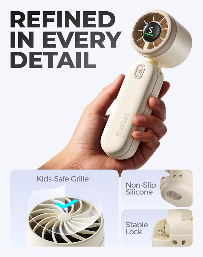 Diveblues Handheld Fan, 30ft/s Mini Portable Turbo Fan, 4000mAh Personal Fan - Image 7