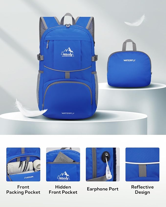 WATERFLY Hiking Packable Daypack Backpack: 25L Ultra Lightweight Day Pack - Image 3