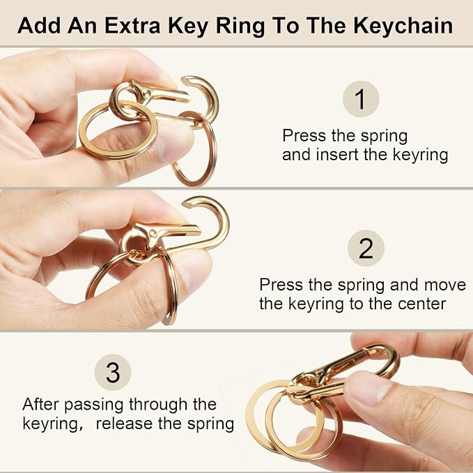 2pcs Metal Keychain Rings, Sturdy Key Chain Ring Carabiner Clip, Key Holder - Image 5