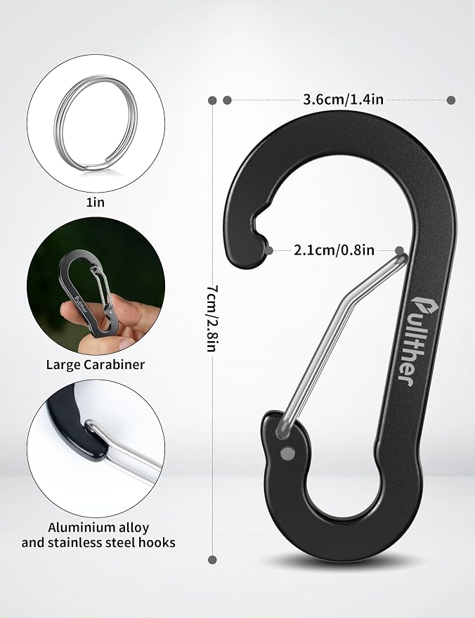 9PCS Carabiner Keychain Clip, 2.7" Large Aluminum Carabiner Clips - Image 2