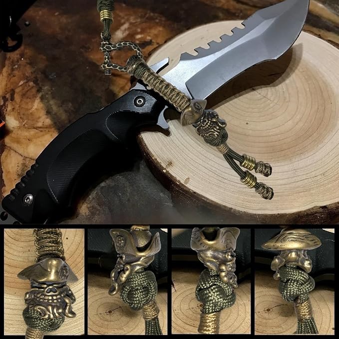 Handmade Lanyards with Brass Beads – Paracord 550 Survival Gear Leash - Image 2