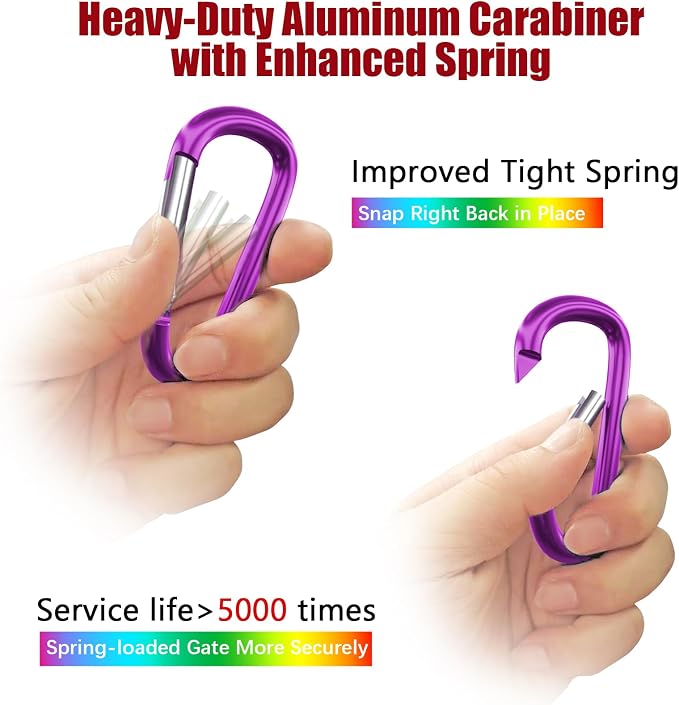 sprookber 4" & 5" Extra Large Aluminum Carabiner D Ring, Caribeener Clips - Image 5
