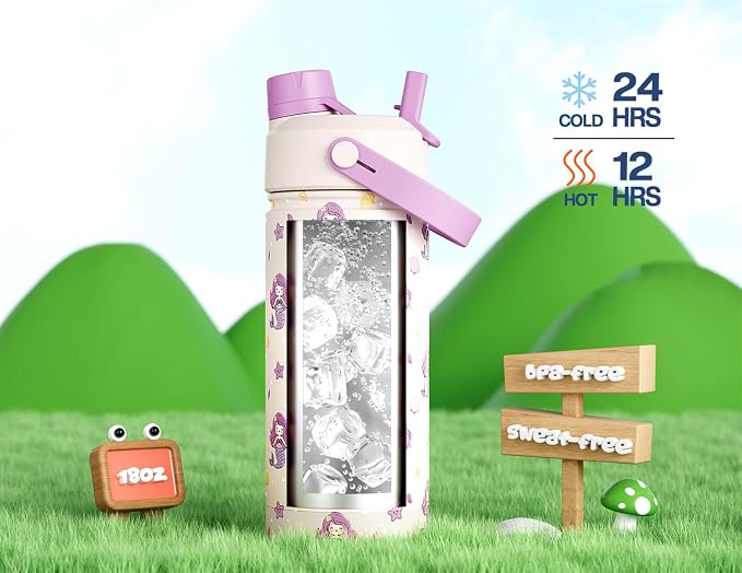 18 oz Kids Insulated Mermaid Water Bottle - Image 2