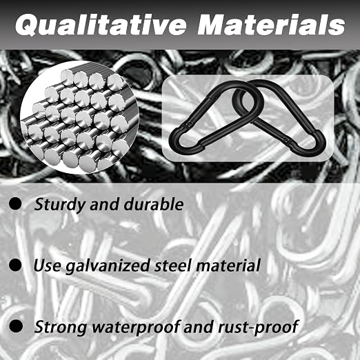 200 PCS 2'' Spring Snap Hook Carabiner, M5 3/16 Inch Galvanized Black Steel - Image 4