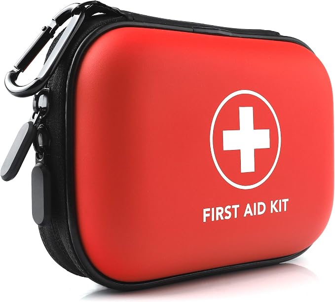Mini First Aid Kit, 100 Pieces Water-Resistant Hard Shell Small Case by THRIAID