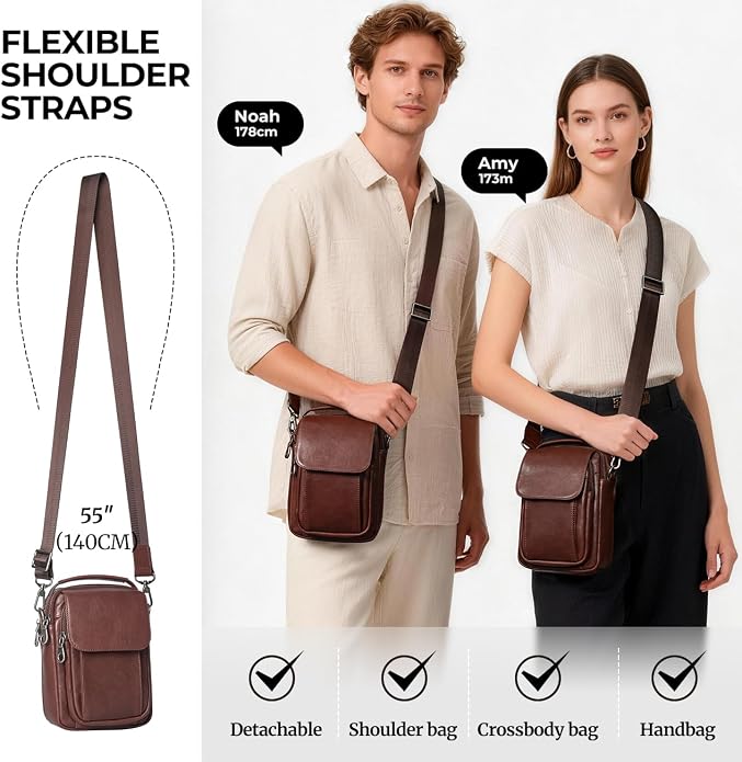 Augus Leather Small Messenger Bag - Image 4
