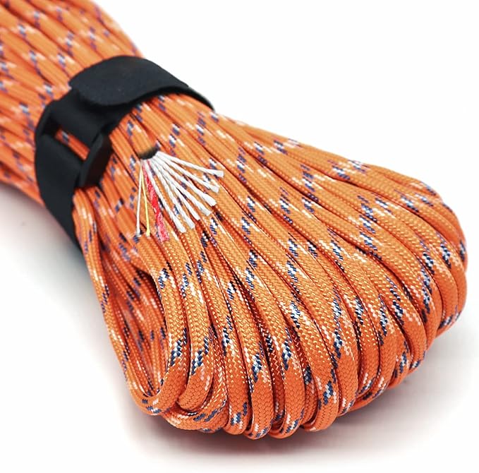 PSKOOK Survival Paracord Parachute Fire Cord Survival Ropes Red Tinder Cord PE by PSKOOK