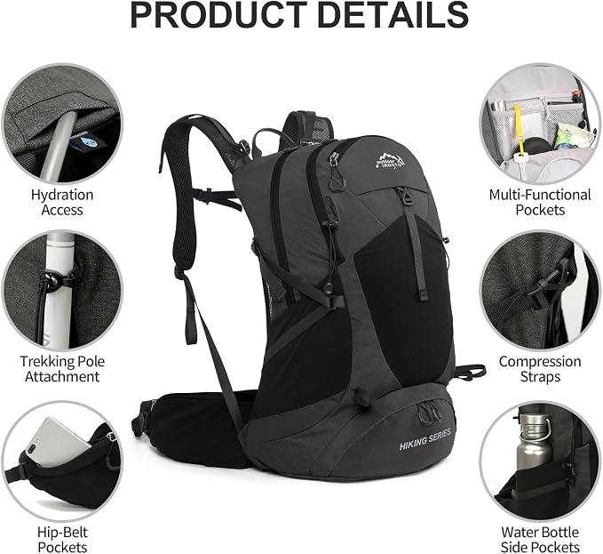 IX INOXTO Hiking Backpack, 26L/40L Waterproof Hiking Daypack - Image 3