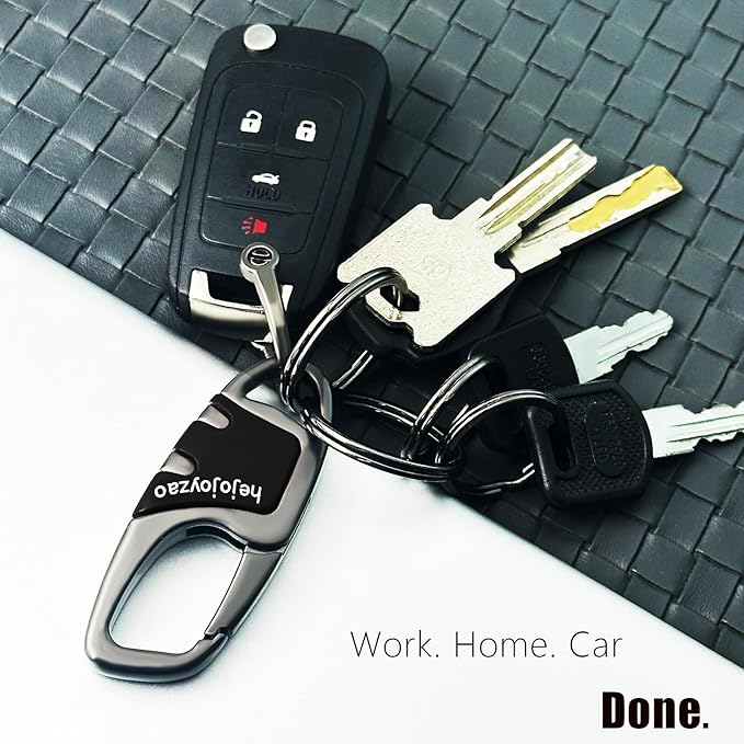Keychain with Carabiner Clip, 4 Heavy Duty Key Rings and D Ring - Image 4