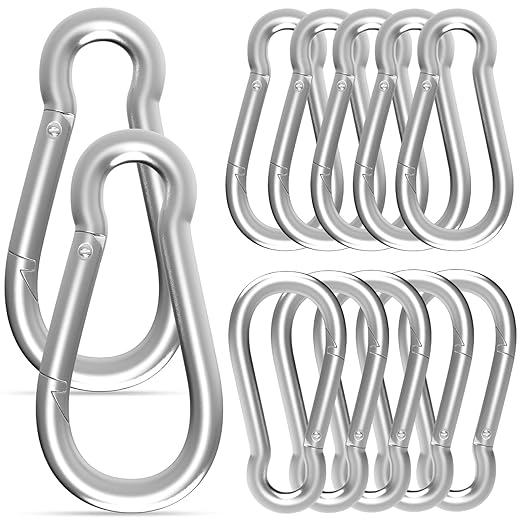 Carabiner, Heavy Duty Galvanized Steel Spring Snap Hook Carabiner Clips by High-PQ