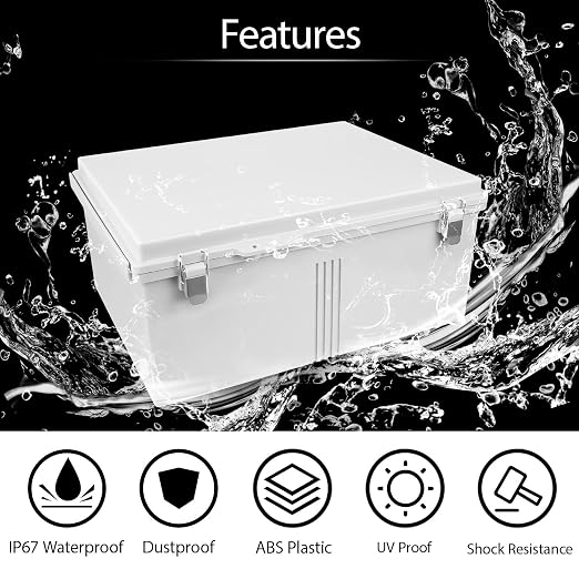 LeMotech Electrical Box, IP67 Waterproof Hinged Cover Stainless Steel Latch - Image 3