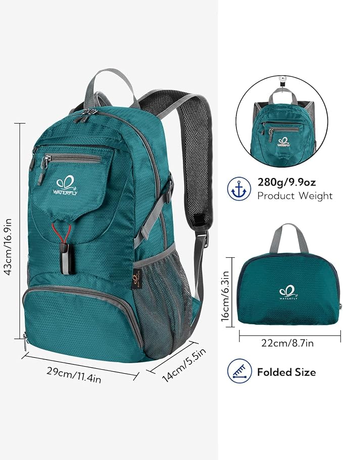 WATERFLY Small Lightweight Packable Backpack: 20l Ultra Light Foldable Travel - Image 2