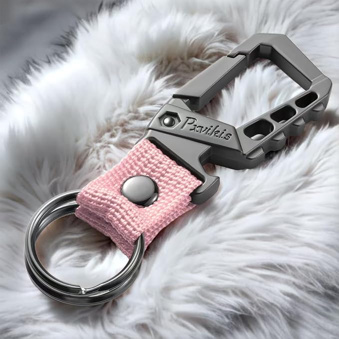 Metal heavy duty key chain carabiner clip bottle opener wrist lanyard ring car - Image 5