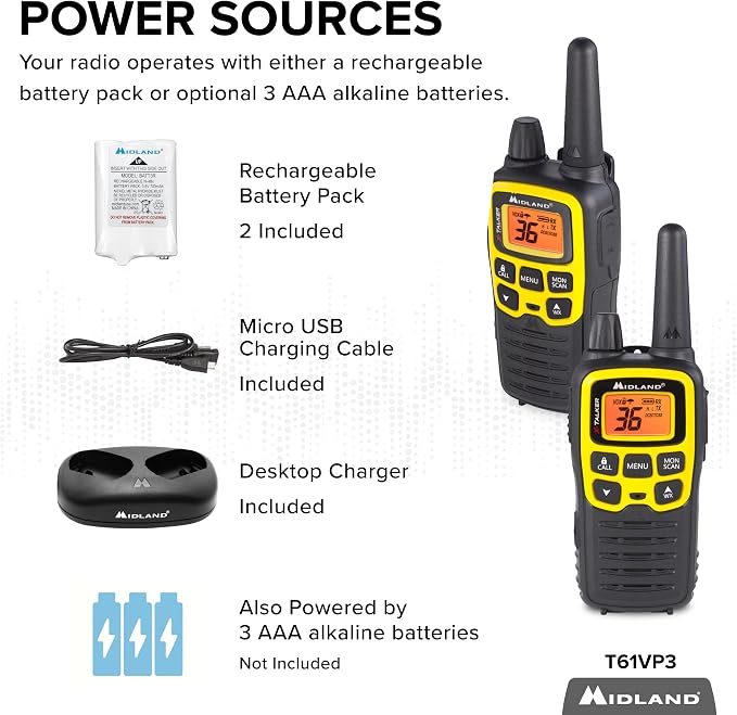 Midland® - T61VP3 X-TALKER - Two-Way Radio - 36 Channel FRS- Long Range Walkie - Image 3