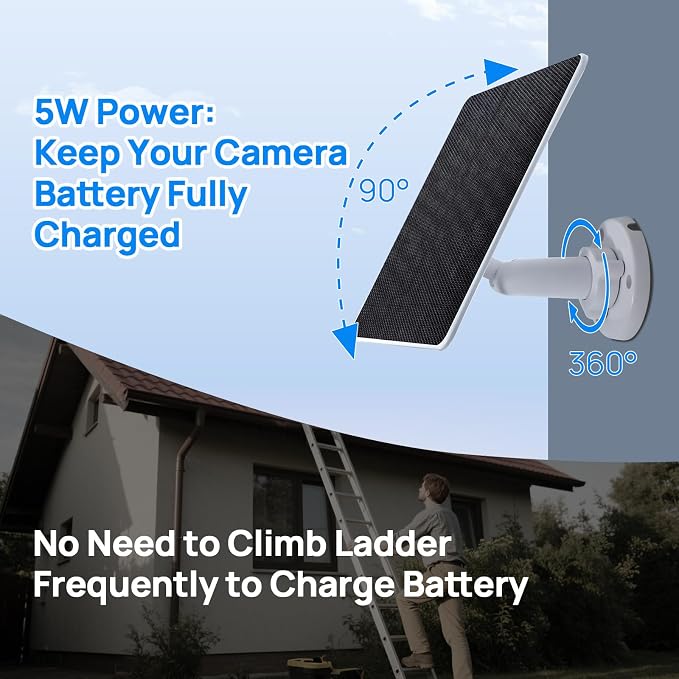 ECO-WORTHY Solar Panel for Ring Camera Outdoor Wireless, 5W Fast Charging - Image 5