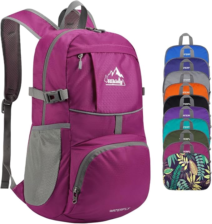 WATERFLY Hiking Packable Daypack Backpack: 25L Ultra Lightweight Day Pack by Waterfly