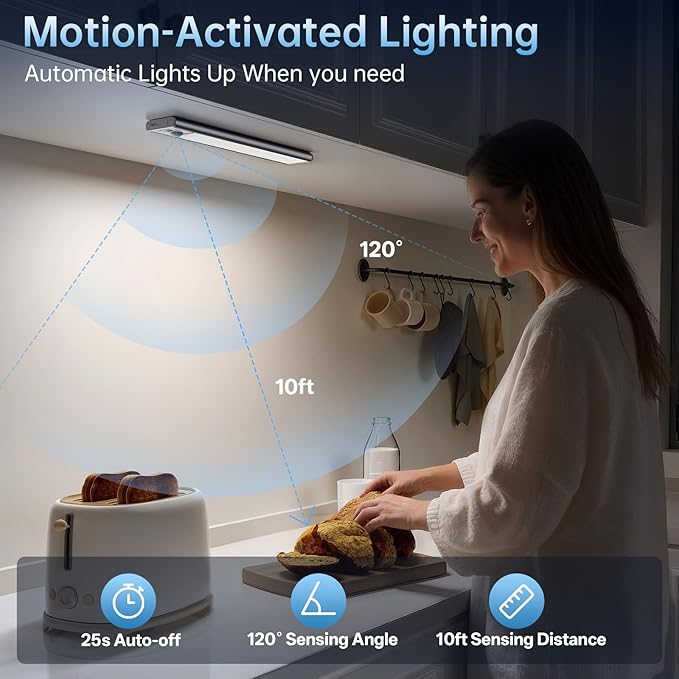 Under Cabinet Lighting, 5 Pack Rechargeable Motion Sensor Light Indoor - Image 3