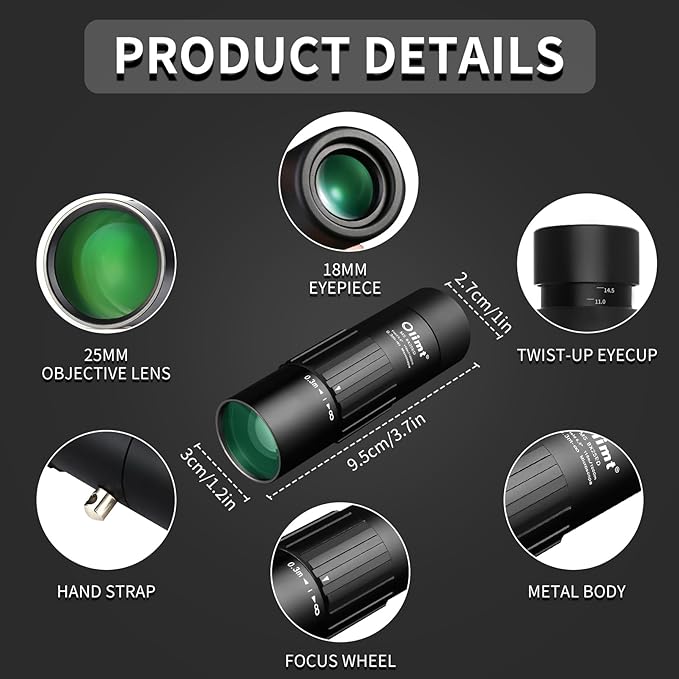 Olimt 8x25 Monocular Telescope, Mini Pocket Compact Small Size Portable - Image 2