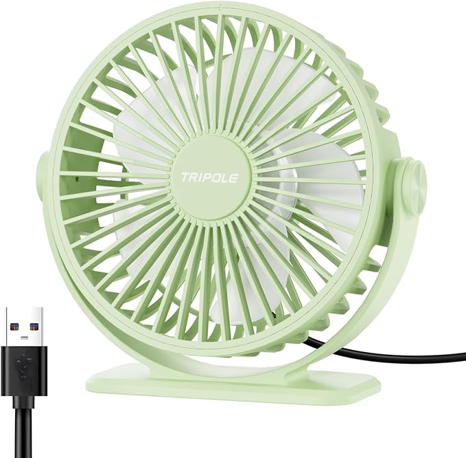 TriPole USB Desk Fan Mini Portable Fan, 3 Speeds Strong Breeze Small Electric by TriPole