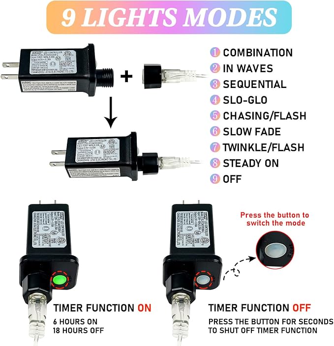 66Ft 200 LED Easter Pastel Fairy Lights Plug in, Pastel String Lights 8 Modes - Image 5