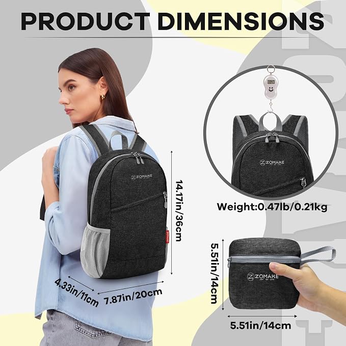 ZOMAKE Ultra Lightweight Packable Backpack 10L, Small Foldable Backpacks Hiking - Image 2