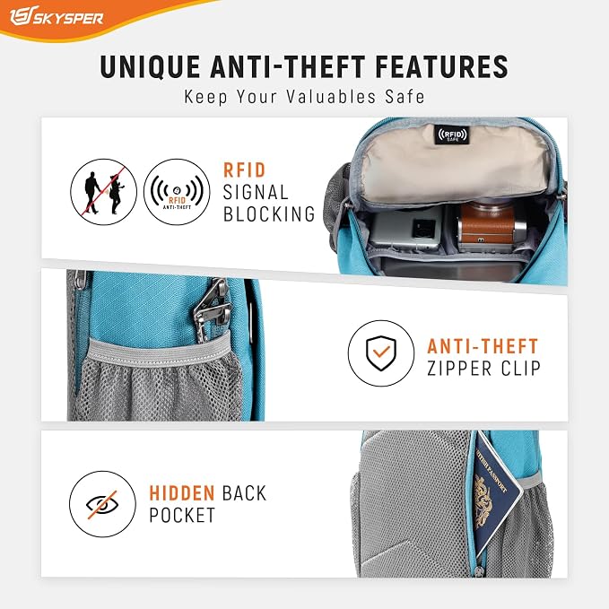 SKYSPER Sling Bag RFID Cross Body Bag Recycled Crossbody Backpack Travel Daypack - Image 2