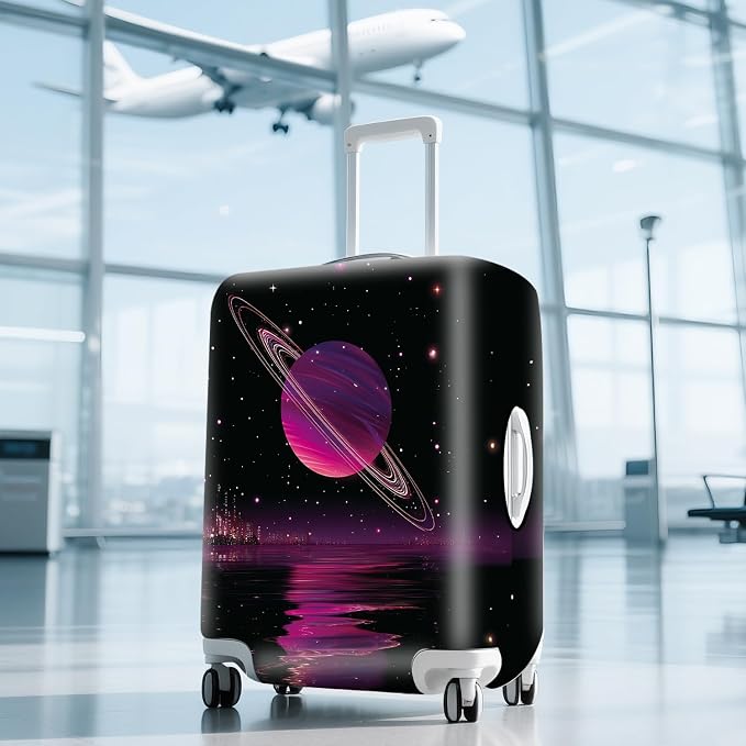 ANNA QUEEN Cosmic Purple Saturn Luggage Cover-Stretchable, Water Resistant & - Image 9