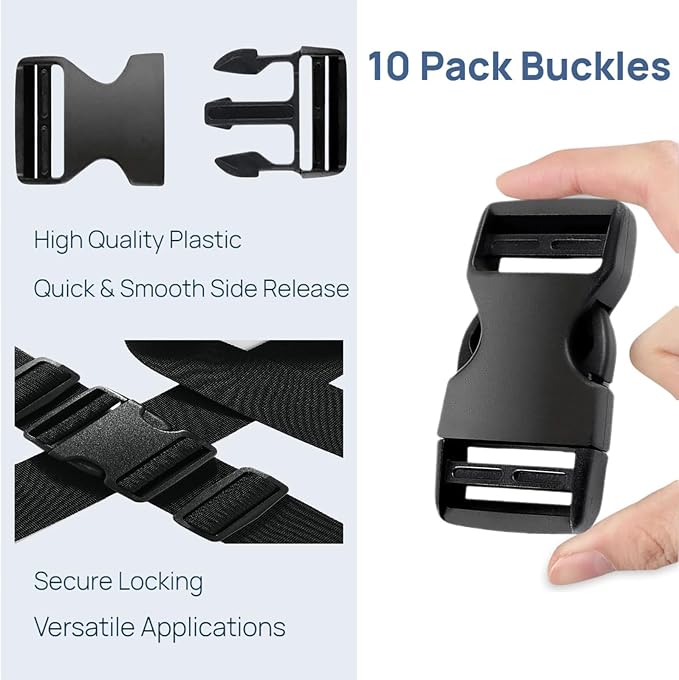 10 Pack 1 Inch Buckle Quick Side Release, Heavy Duty Plastic Side Release - Image 2