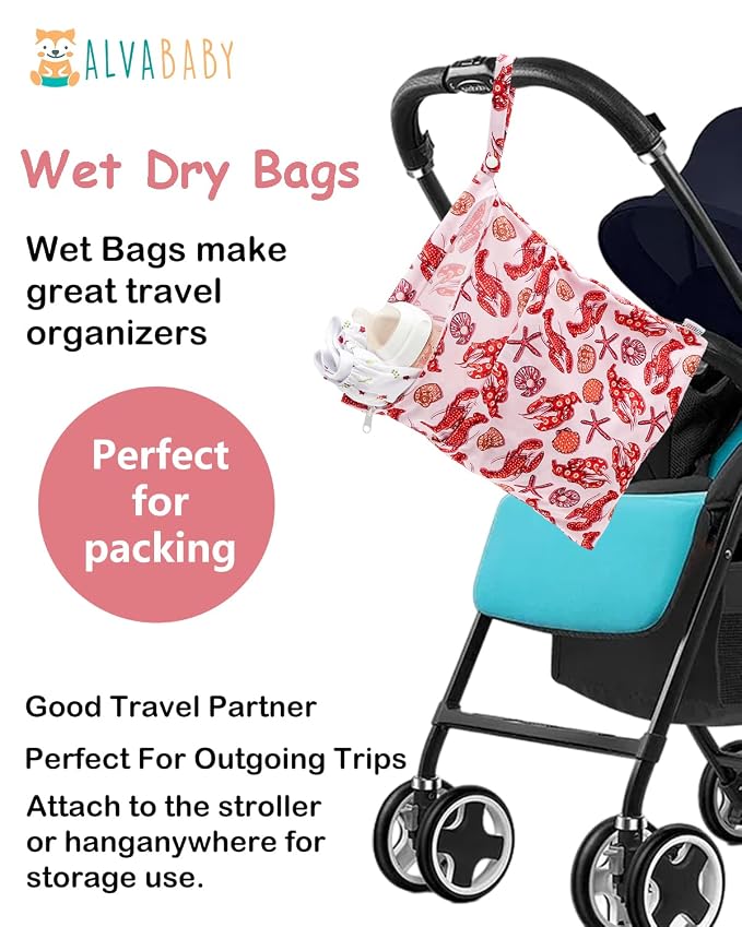 ALVABABY 2pcs Cloth Diaper Wet Dry Bags Waterproof Reusable - Image 5