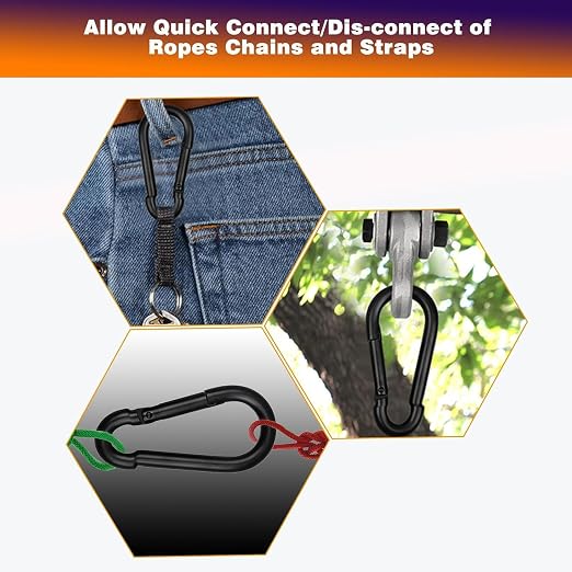 20PCS M8 Heavy Duty Carabiner Clip, 3Inch Snap Hook Quick Link Small Carabiner - Image 6