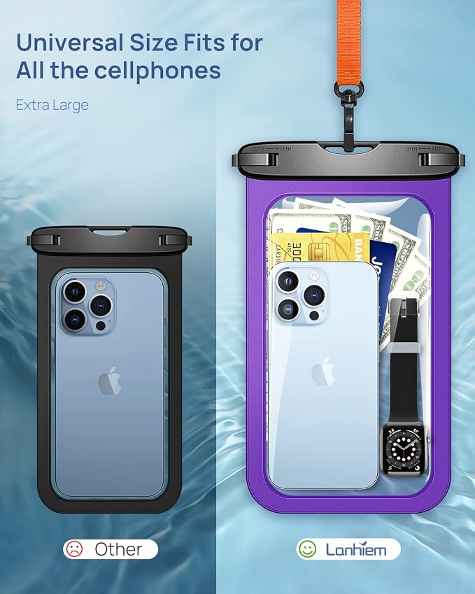 Lanhiem Large Waterproof Phone Pouch Universal IPX8 Waterproof Dry Bag - Image 2