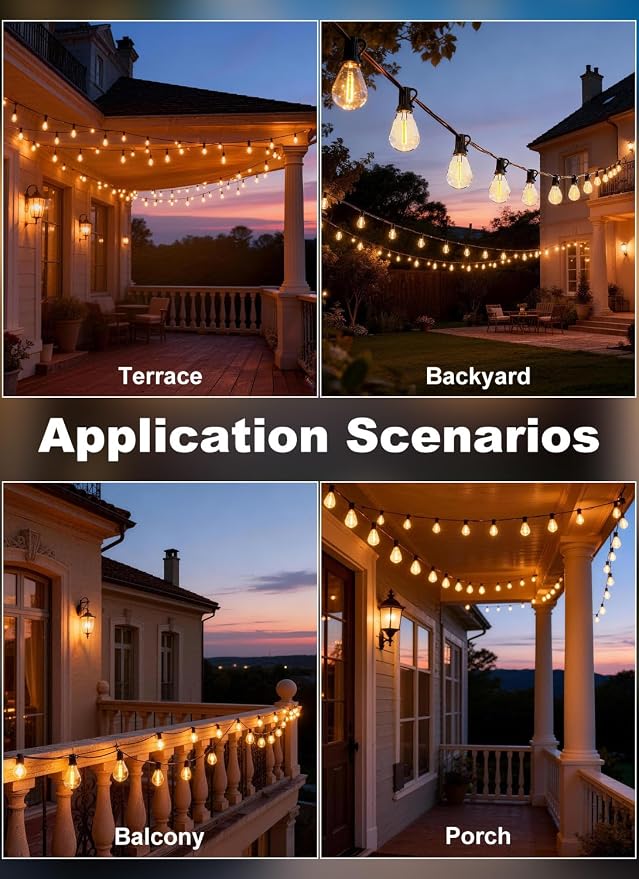 50FT Outdoor String Lights Waterproof, 20+1 Shatterproof S11 LED Bulbs - Image 8