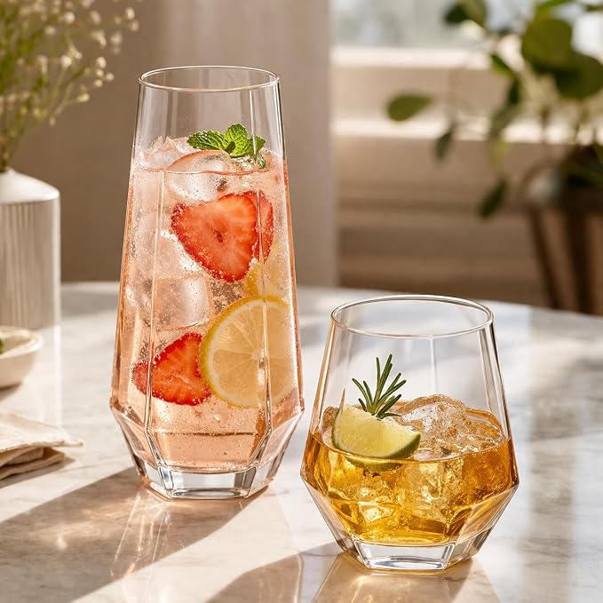 Oojami 48 Pack Diamond Clear Unbreakable Stemless Plastic Glasses 24 9oz - Image 6
