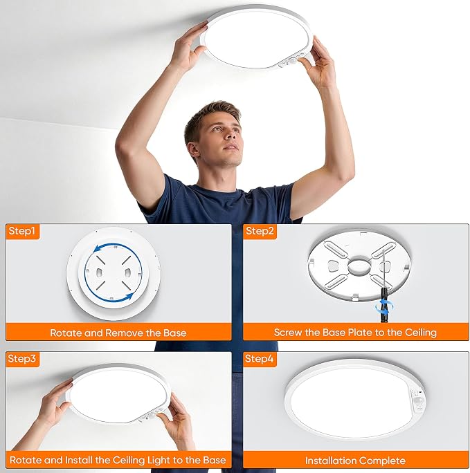 2-Pack 12" Larger 10000mAh Rechargeable Motion Sensor Ceiling Light - Image 3