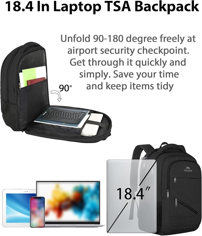 MATEIN 18.4 Inch Laptop Backpack 50 L, Extra Large Anti Theft Carryon Backpack - Image 2
