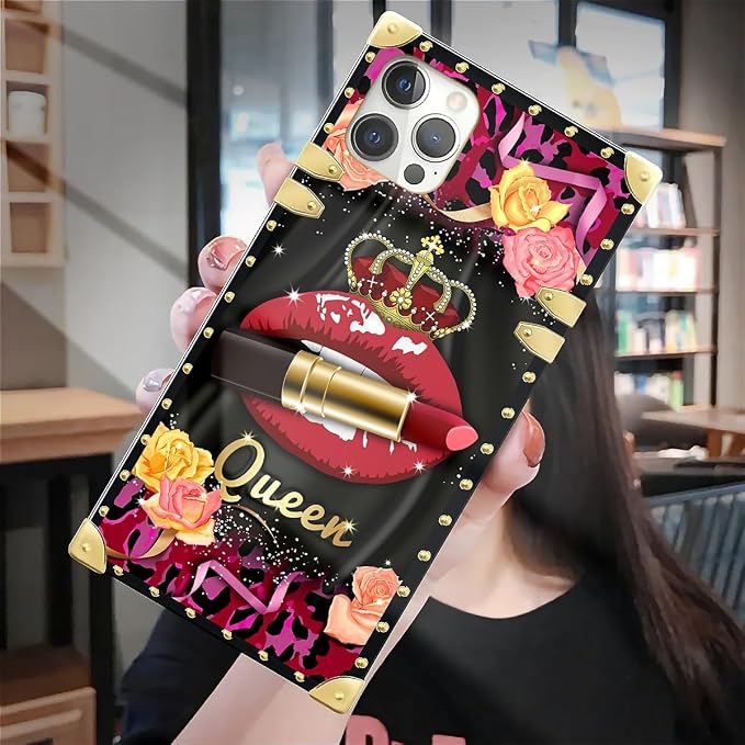 Compatible with iPhone 12 12 Pro Case, Queen Lip Crown Leopard Print Luxury - Image 7