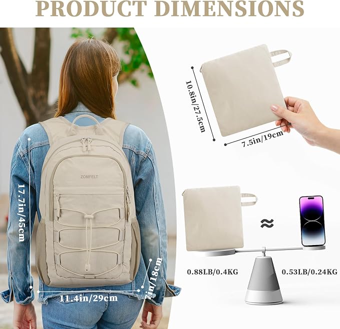 ZOMFELT Hiking Backpack for Women Men, 25L Lightweight Packable Backpacks for - Image 2