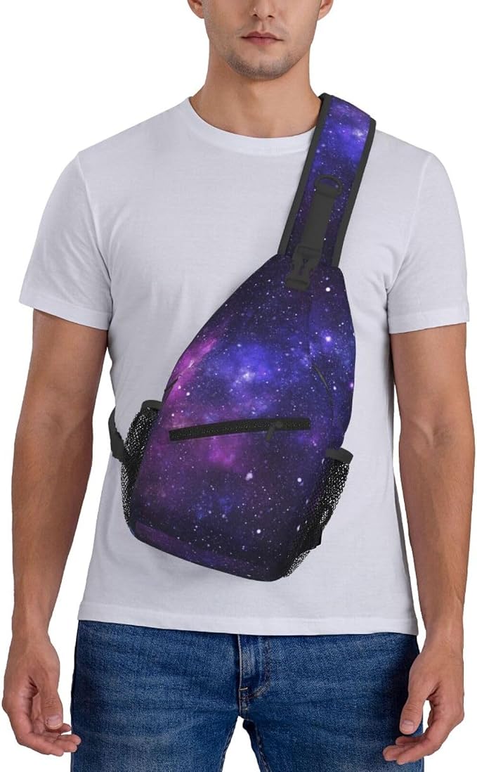 Galaxy Crossbody Sling Bags for Women Men Abstract Blue Nebula Beautiful Night - Image 6