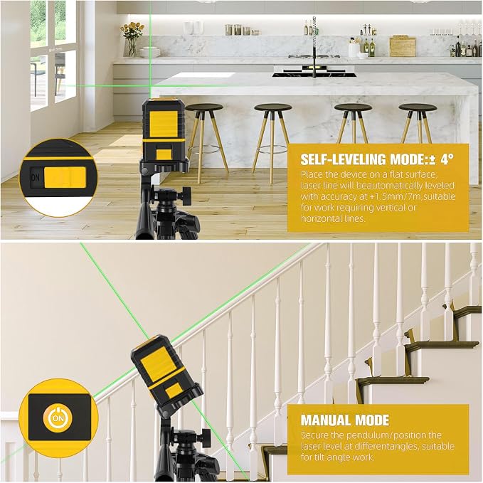 Laser Level with Tripod, 100 feet Green Cross Line Self Rotary Leveling Laser - Image 4