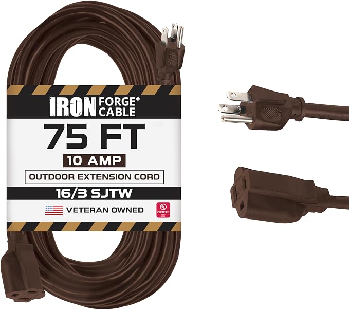 Iron Forge Cable Outdoor Brown Extension Cord 75 ft by IronForgeCable