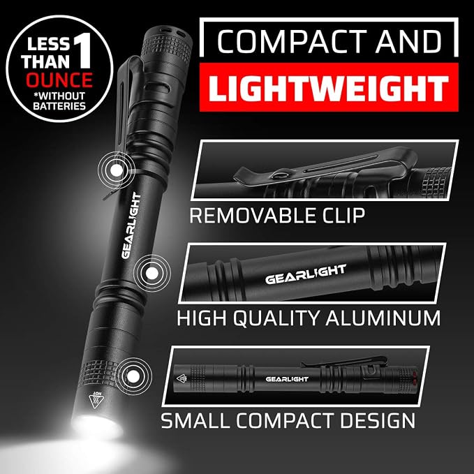 GearLight S100 LED Pocket Pen Light- 2 Small, Compact Flashlights - Image 3