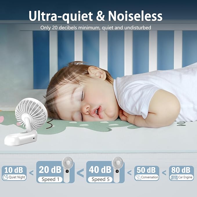 Personal Hand Held Fan for Travel, Foldable Eyelash Neck Fan - Image 5