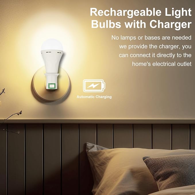 Ostwiki 2 Pack Emergency Rechargeable Light Bulbs, Battery Operated Backup - Image 4